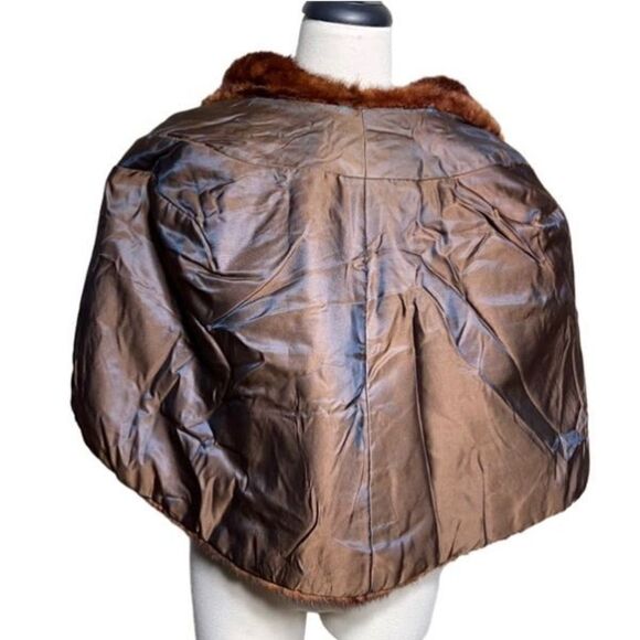 Rare Vintage Circa 1940-1950 Auburn Chestnut Mink Fur Wrap Cape Bridal Stole - Picture 9 of 11